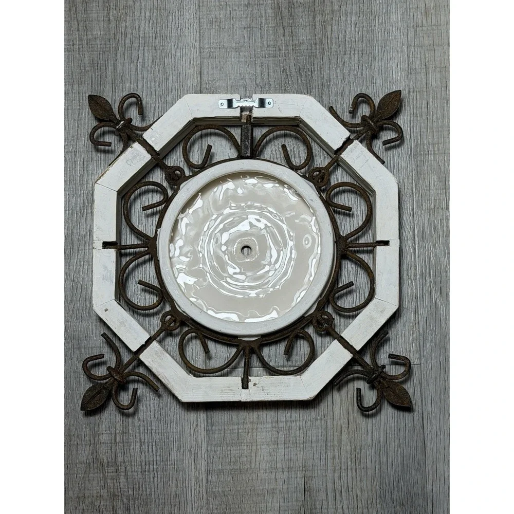 Shabby Chic Rustic Medallion Wrought Iron & Wood Wall Decor Fleur De Les Dist